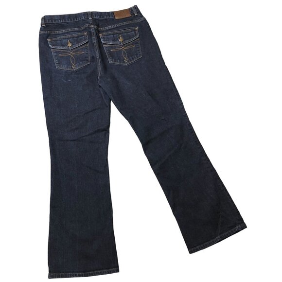 Lauren Ralph Lauren Jeans Bootcut Womens 14 Stretch Dark Wash Embroidery Pockets - Picture 1 of 13
